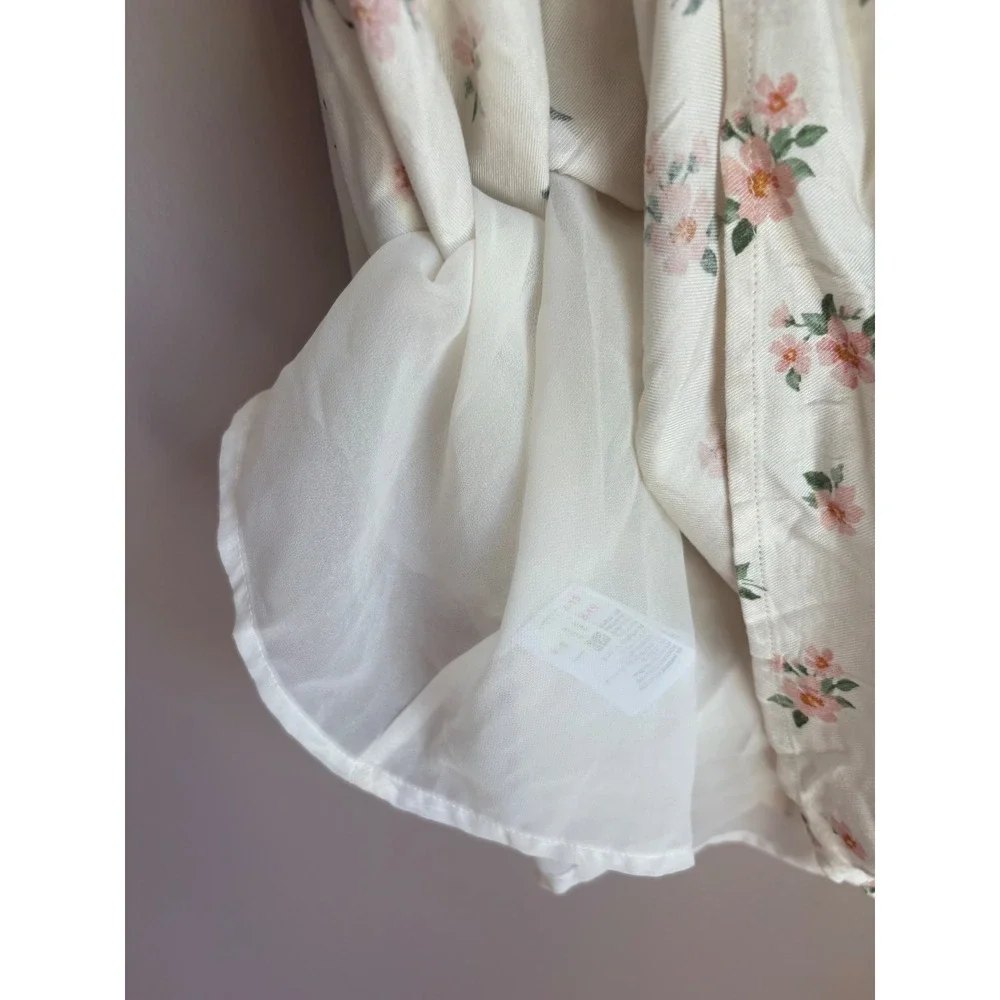 American Eagle Floral Halter Mini Dress XS Cream Pink Cowl Neck Viscose NWT - Picture 8 of 10